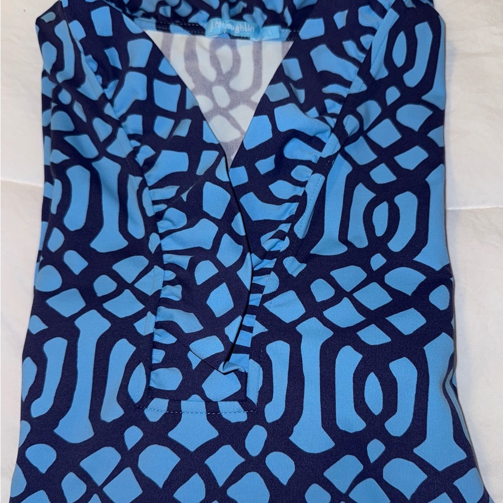 J. McLAUGHLIN Blue Patterned Women's Blouse - Picture 6 of 6